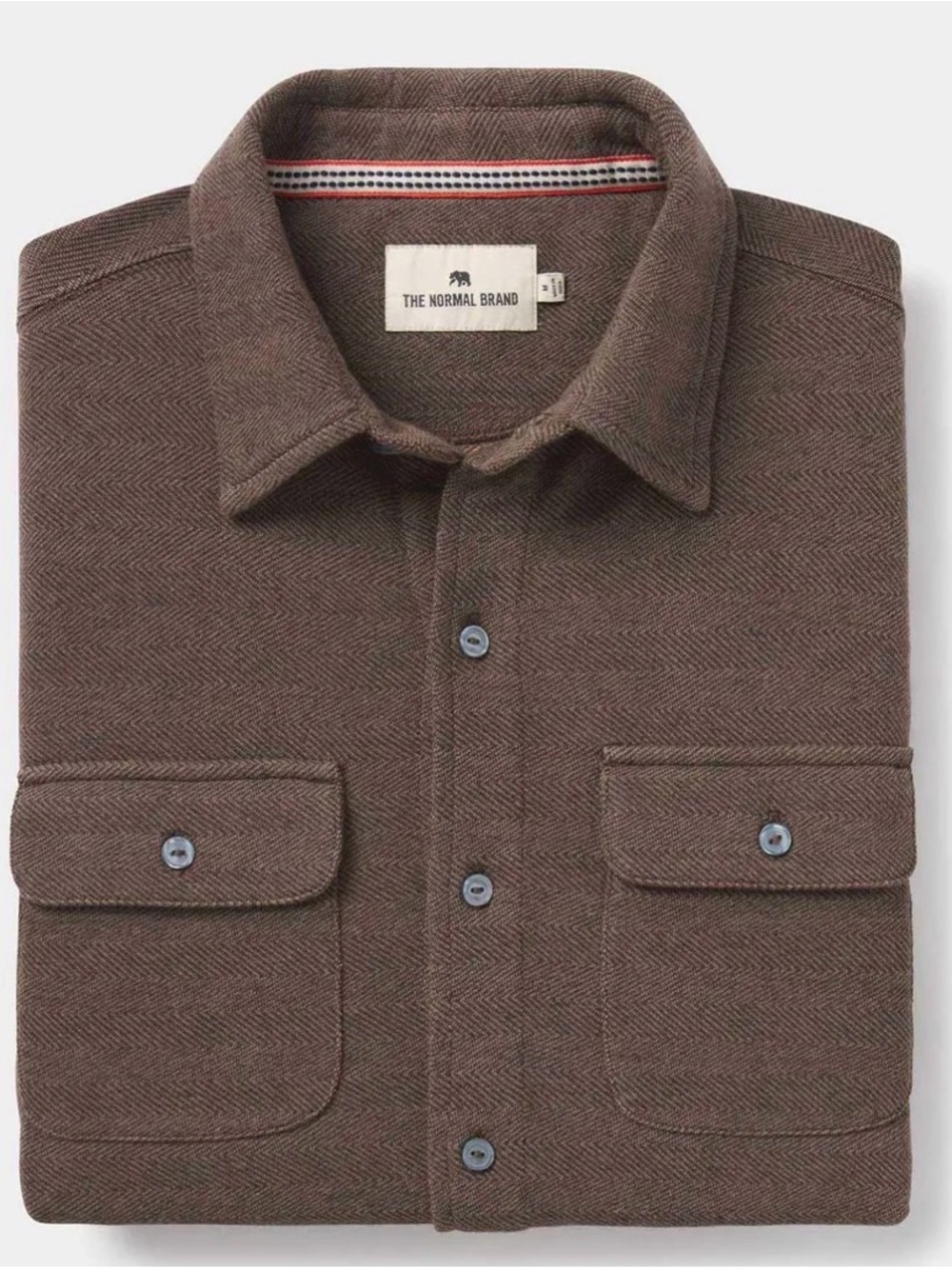 The Normal Brand Men's Brown Herringbone Button-Down Shirt